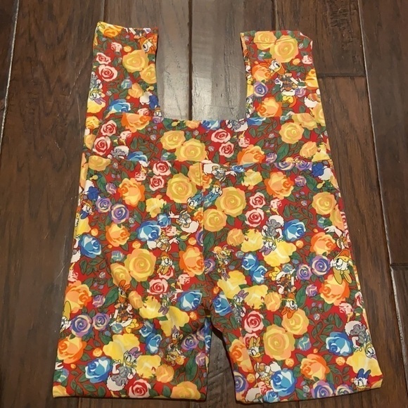 LuLaRoe Disney Daisy Duck Rose One Size Leggings - Picture 3 of 6